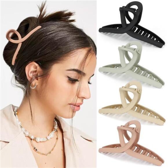 4 PCS Big Hair Claw Clips – Matte Butterfly, 5.1" Oversize for Long Thick Hair - Picture 1 of 8